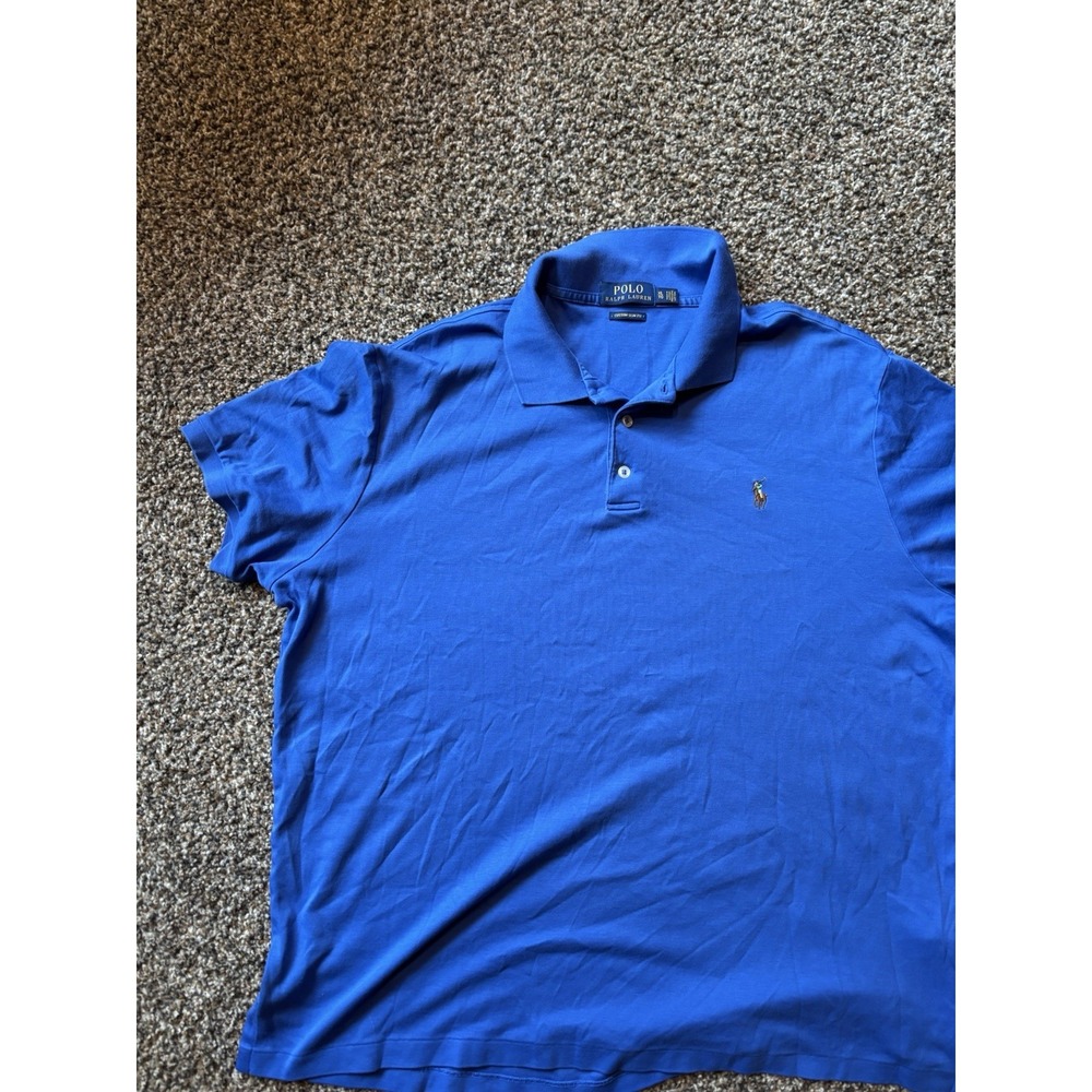 Polo Men's Ralph Lauren Custom Slim Fit Blue XL Polo Shirt D7